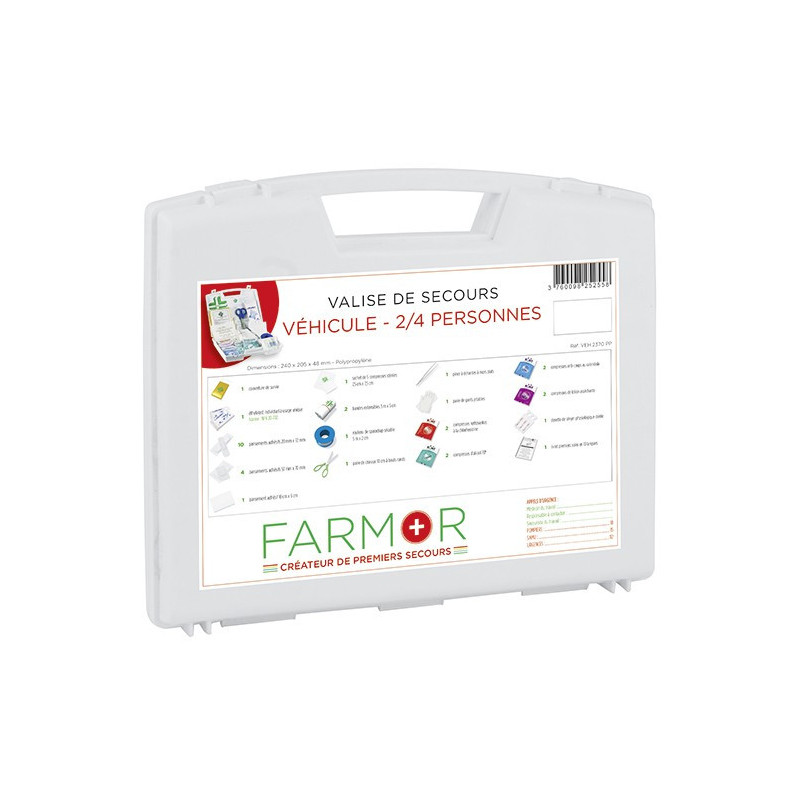 Valise de secours VEHICULE 2/4 personnes - VEH2370PP - FARMOR