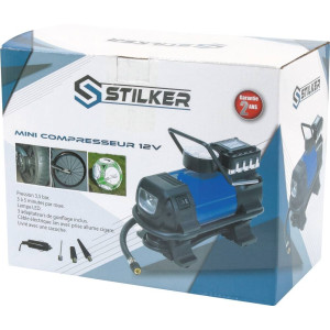 Mini compresseur 12V-15A-120W-3.5bar + 3 adaptateurs - 11250 - STILKER