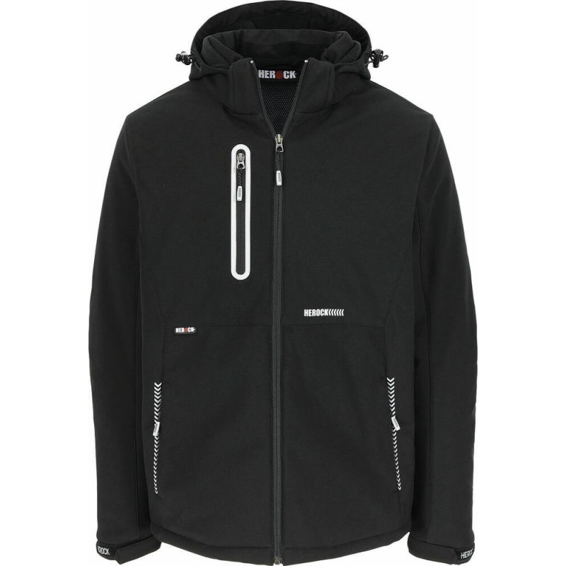 Veste respirante Softshell doublée noire avec capuche
