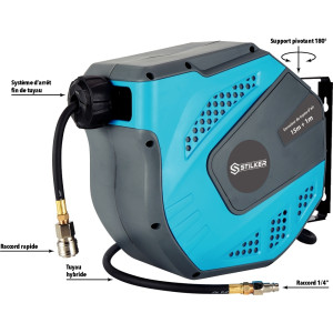 Enrouleur automatique orientable de tuyau d'air hybride 8 bar 812mm 15+1m - 51314