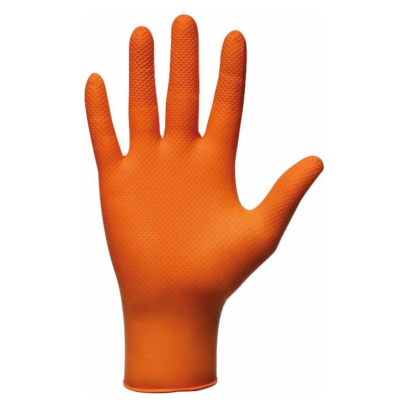 Gants jetables nitrile 240mm 0.26mm orange ONE BY ONE - boîte de 100 pcs