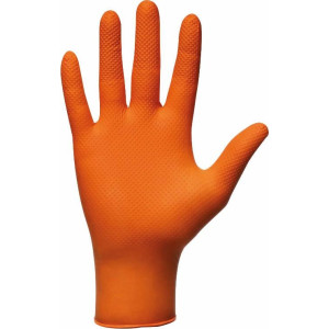 Gants jetables nitrile 240mm 0.26mm orange ONE BY ONE - boîte de 100 pcs