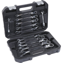 Clés mixtes articulées à cliquet de 8 à 19mm 72 dents - mallette de 12 pcs - 12600