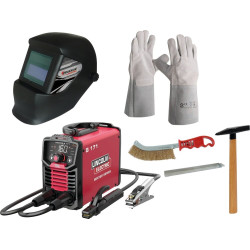 Pack lot poste à souder S171, brosse, marteau, cagoule, gants et baguette - 86133